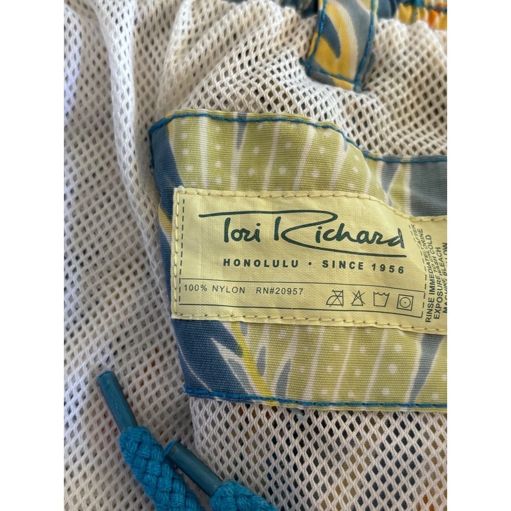 Tori Richard Mens XL Swim Trunks Blue Tropical Fish Mesh Lined Board Shorts 6in - Picture 3 of 12